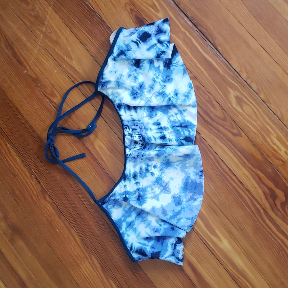 Pink Envelope Blue Halter Tie-Die Bikini Top-L